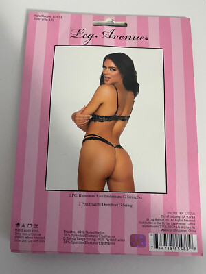 avenue sexy lingerie Leg Avenue 3 Piece Rhinestone Lace Bra Top, G-String & Fishnet Garter  Stockings Set Black Lingerie Sets – SEXYSHOES.COM main image 1