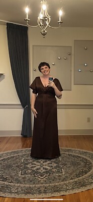 Revelry Bridesmaid Dress Gwen Size 12 Regular Madi Mahogany Satin