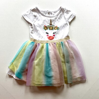 ToughSkins Girls' Dress 2T Tulle-Skirt Jersey Shirt Unicorn Party