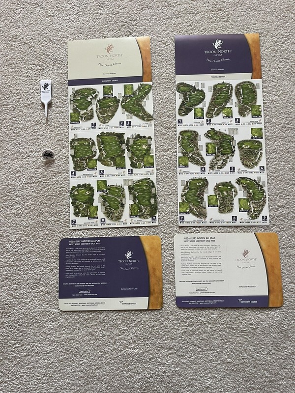 TROON NORTH GOLF -  SCOTTSDALE AZ - SCORECARDS - YARDAGE CARDS - DIVOT TOOL -NEW