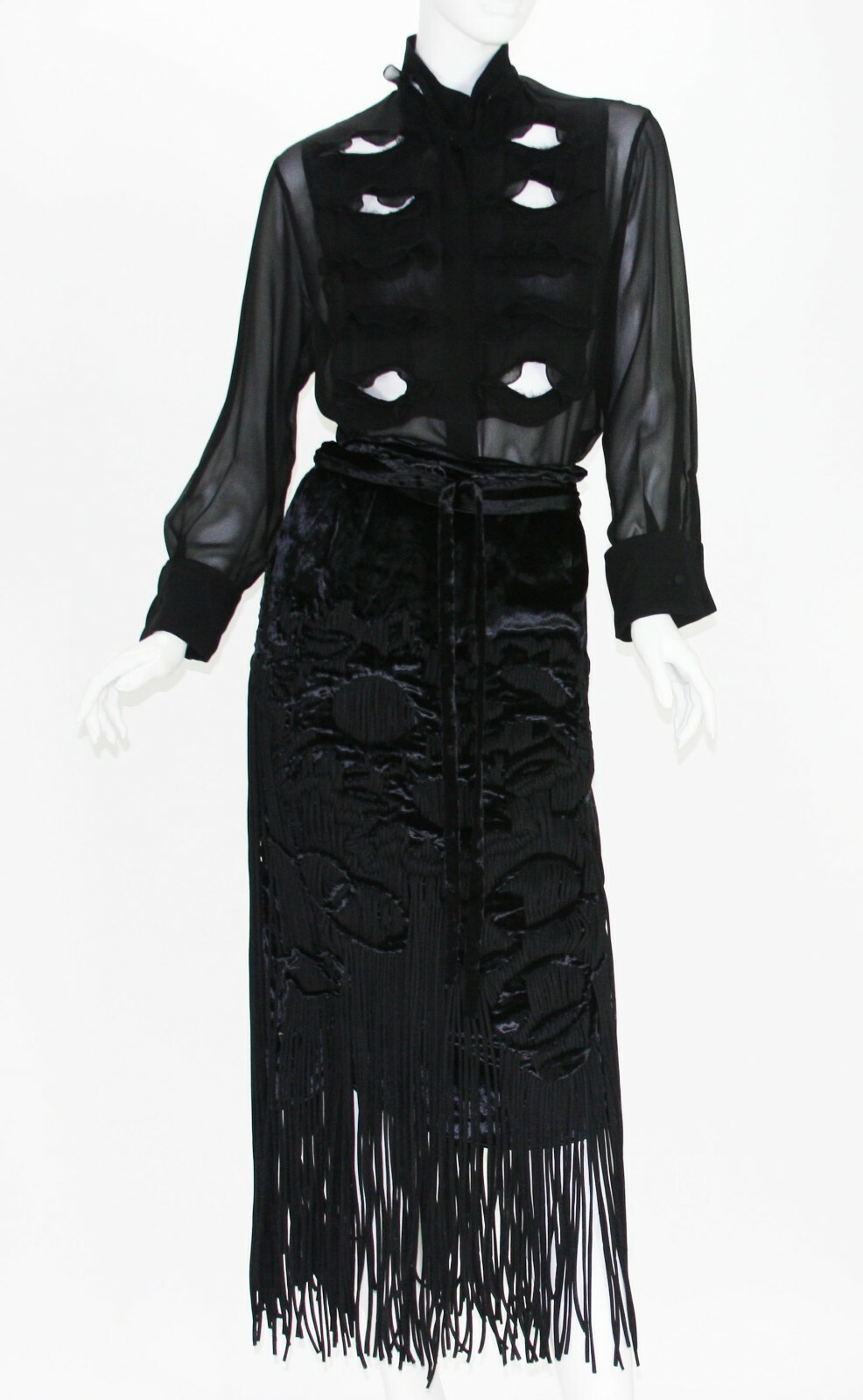 Tuta gonna velluto top Tom Ford per Yves Saint Laurent collezione 2001 2003 seta