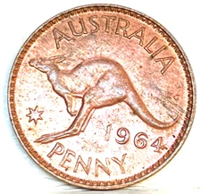 AUSTRALIA 1964 Y.  PENNY AMAZING BEAUTIFUL COLOUR AND DETAIL IN  CHOICE UNC GEM