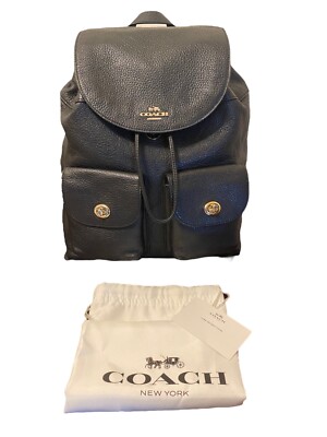 Coach Pennie Black Pebbled Leather Drawstring Backpack with Front Pocket Amazon.com: Coach Women main image 4