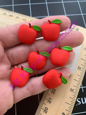 Apples-fruit-Flat back handmade silicone mold for Fondant-Resin-clay-crafts...