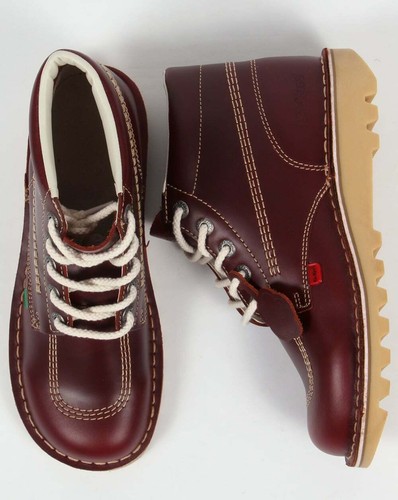 Kickers Kick Hi Boots In Leather Cherry 