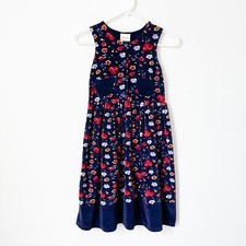 Laura Ashley Mother  Child Vintage Navy Floral Dress Girls 7 Sleeveless Fall