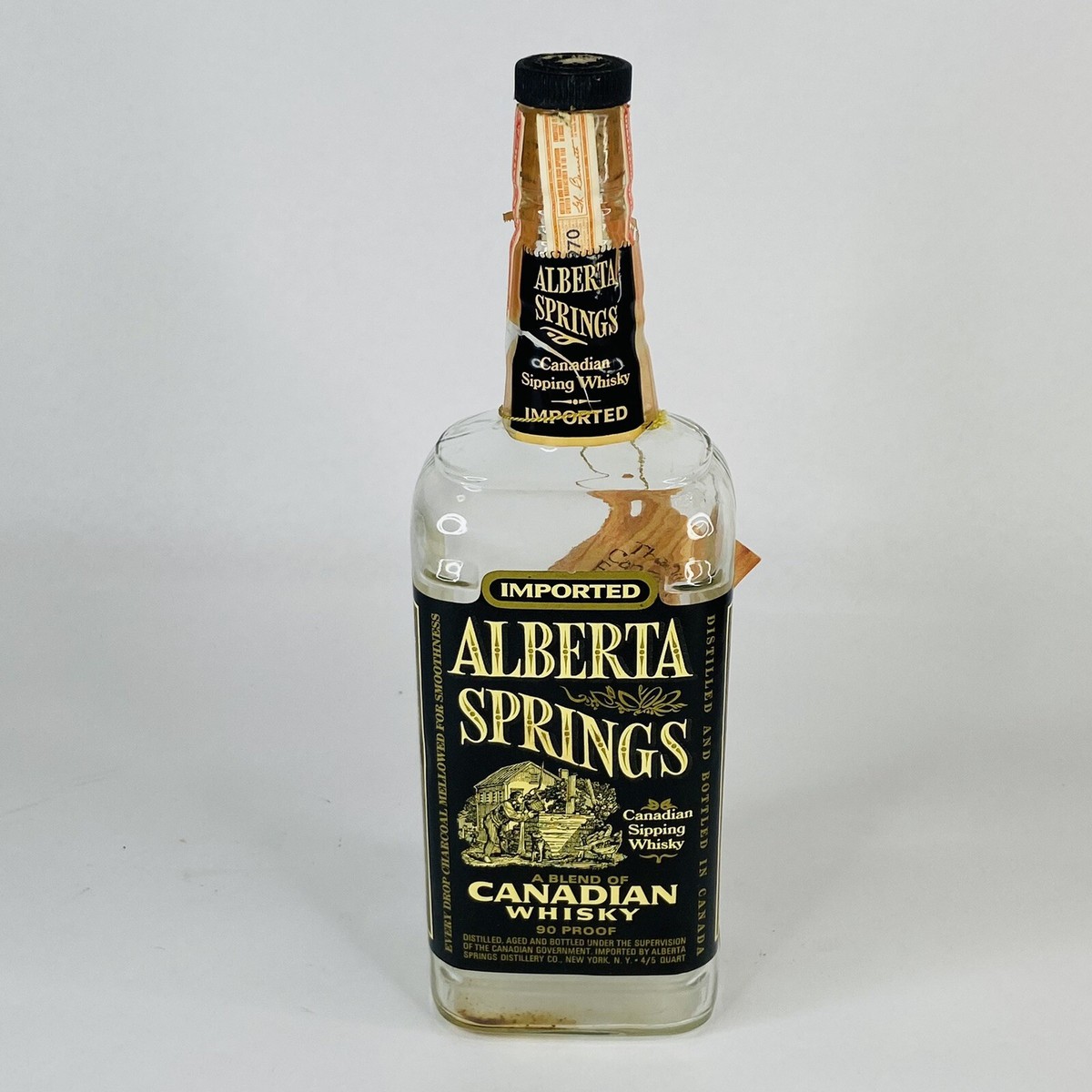 Vintage Alberta Springs Canadian Sipping Whiskey Wood Box And 