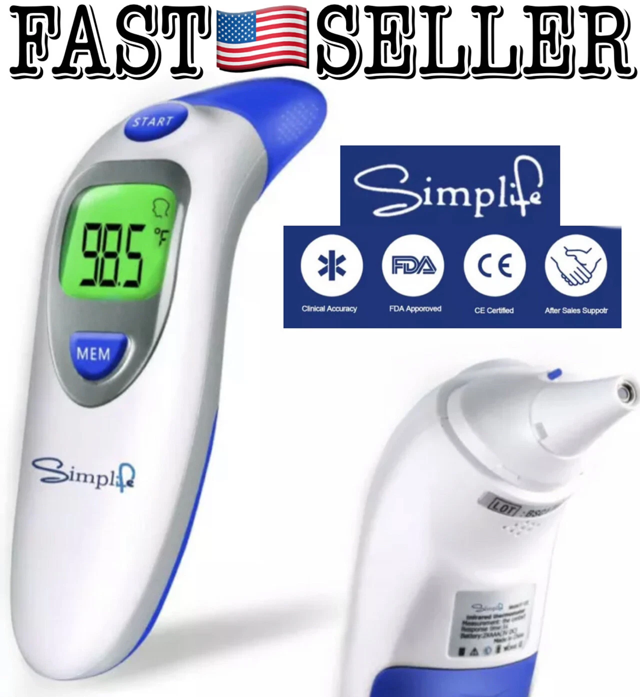 Infrared Forehead & Ear Thermometer Instant Read Digital Clinical Medical
Opens in a new window or t