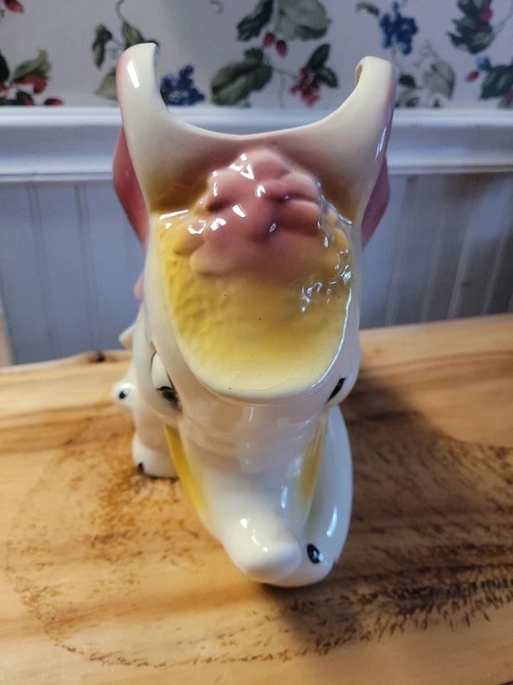 Vtg Shawnee Large Ceramic Elephant Planter Circus Flowers Pink Blue Yellow Rare - Image 4 of 4