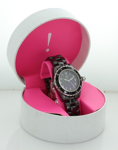 ISAAC MIZRAHILIVE MOP Dial Black Ceramic Women’s 38mm Quartz Watch WR 3ATM NIB - Picture 4 of 4