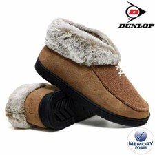 LADIES SLIPPERS WOMEN DUNLOP MEMORY FOAM FUR THERMAL ANKLE BOOTS WARM SHOES SIZE