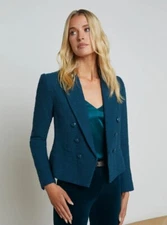 Women L'AGENCE Brooke Cropped Blazer Deep Teal/Rococo 0-14
