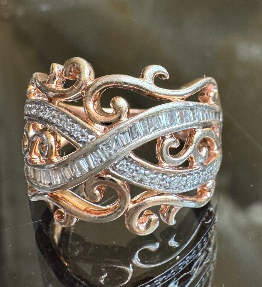 JWBR 925 BI-TONE STERLING SILVER AND DIAMONDS LACY DESIGN JWBR 925 BI-TONE STERLING SILVER AND DIAMONDS LACY DESIGN