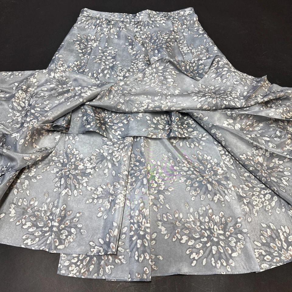 NUEVO CON ETIQUETAS $2695 Falda Midi Brunello Cucinelli Celeste Estampada Envolvente de Seda F/W22 talla 42 6 Foto 3 de 4