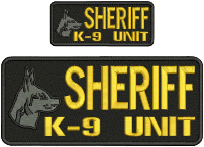 SHERIFF K-9  EMBROIDERY PATCH 4X10  AND 2X5HOOK ON BACK GOLD ON BLACK