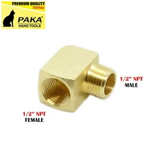 2X Solid Brass Street Pipe 90 Degree Elbow 1/2 Inch Male Female NPT Air Fuel WAT