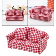 Dollhouse Love Seat Sofa 1 / 12Scale Dolls House Furniture Canapé Rouge Blanc