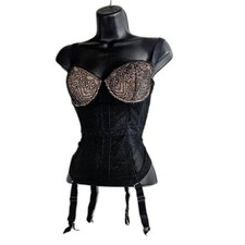 New Victoria's Secret Bustier 34C Lacy Lingerie with Garter Straps Stretch Lace