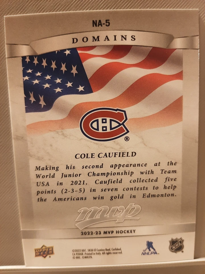 2022-23 Upper Deck MVP - Domains #NA-5 Cole Caufield - Image 2 of 2