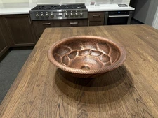 17 Inch Hammered Copper Bathroom Sink Drop In Top Mount