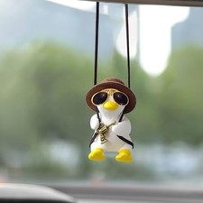 Cute Swinging Duck Car Hanging Ornament, Rear View Mirror Charm, Car Pistol