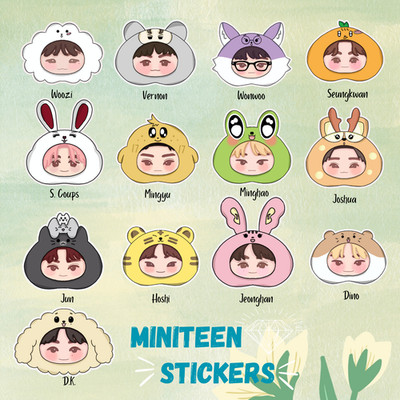 Cute Seventeen Miniteens Kpop Stickers Original Art 13 pcs All Members