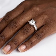 Under Halo Engagement Ring Platinum 2.03 Carat Princess Lab-Grown Diamond E VS2