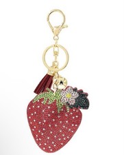 Cute rhinestone strawberry Bag charm-Key Chain With tassel-NWT