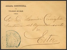 Cataluña. History Postal. cover (1917ca) . Vilasar Of Sea To Estos. Brand Of Fra