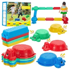 Balance Beams Stepping Stones For Kids - 12 Piece Turtle Jumping Stepping Sto...