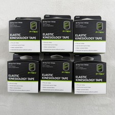 Performtex Kinesiology elastic tape precut strips water resistant lot of 6 black