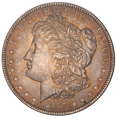 1887 P Morgan Silber Dollar Münze - 100% echt - U.S. Mint Philadelphia