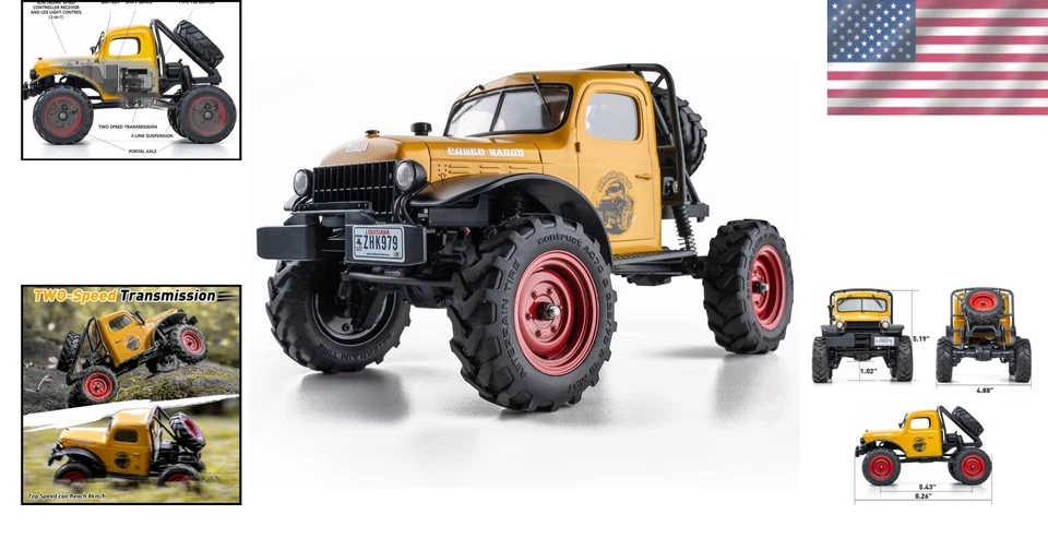 Customizable 1/24 RC Crawler with 24 Bearings & Lighting Module - Yellow - Image 2 of 4