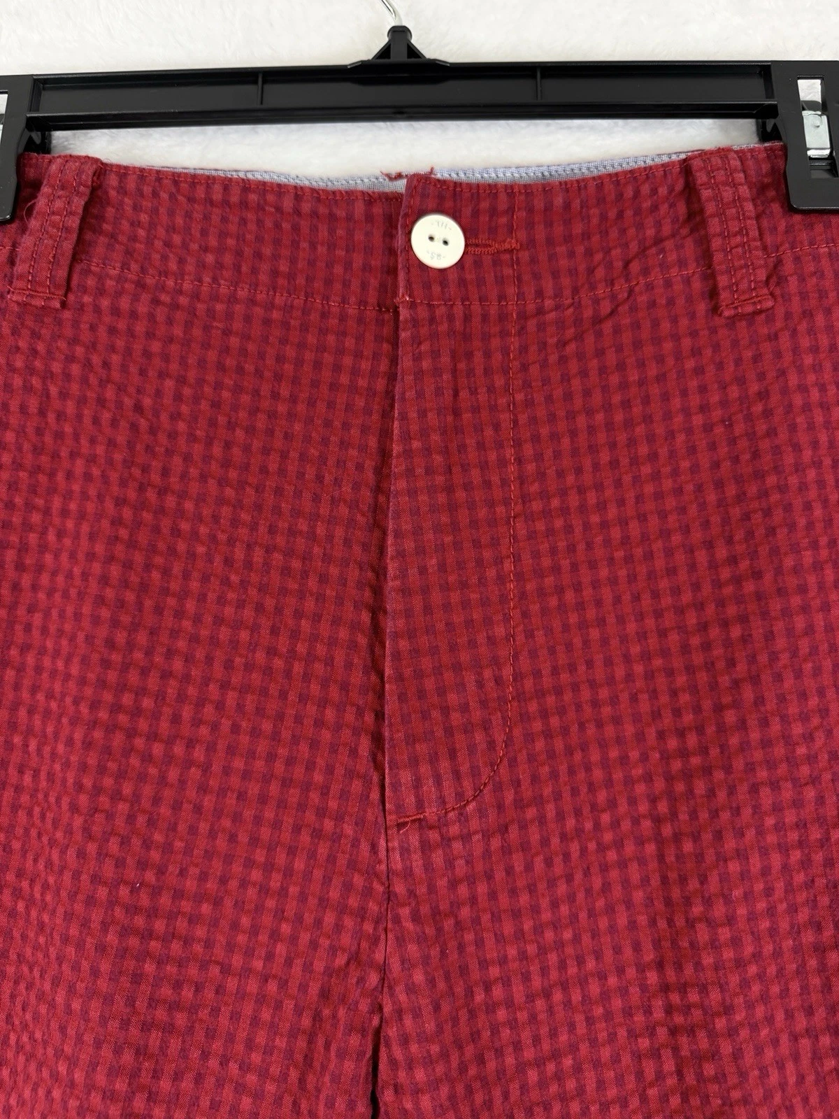 Tommy Hilfiger Shorts Men 35 Red Check 9” 100% Cotton
