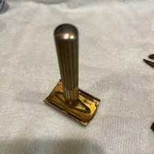 Vintage Gold Tone Gillette Safety Razor Made In Usa 