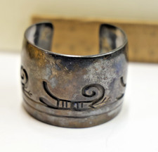 Vintage Sterling Native American Etched Cuff Bracelet 87.57 Grams