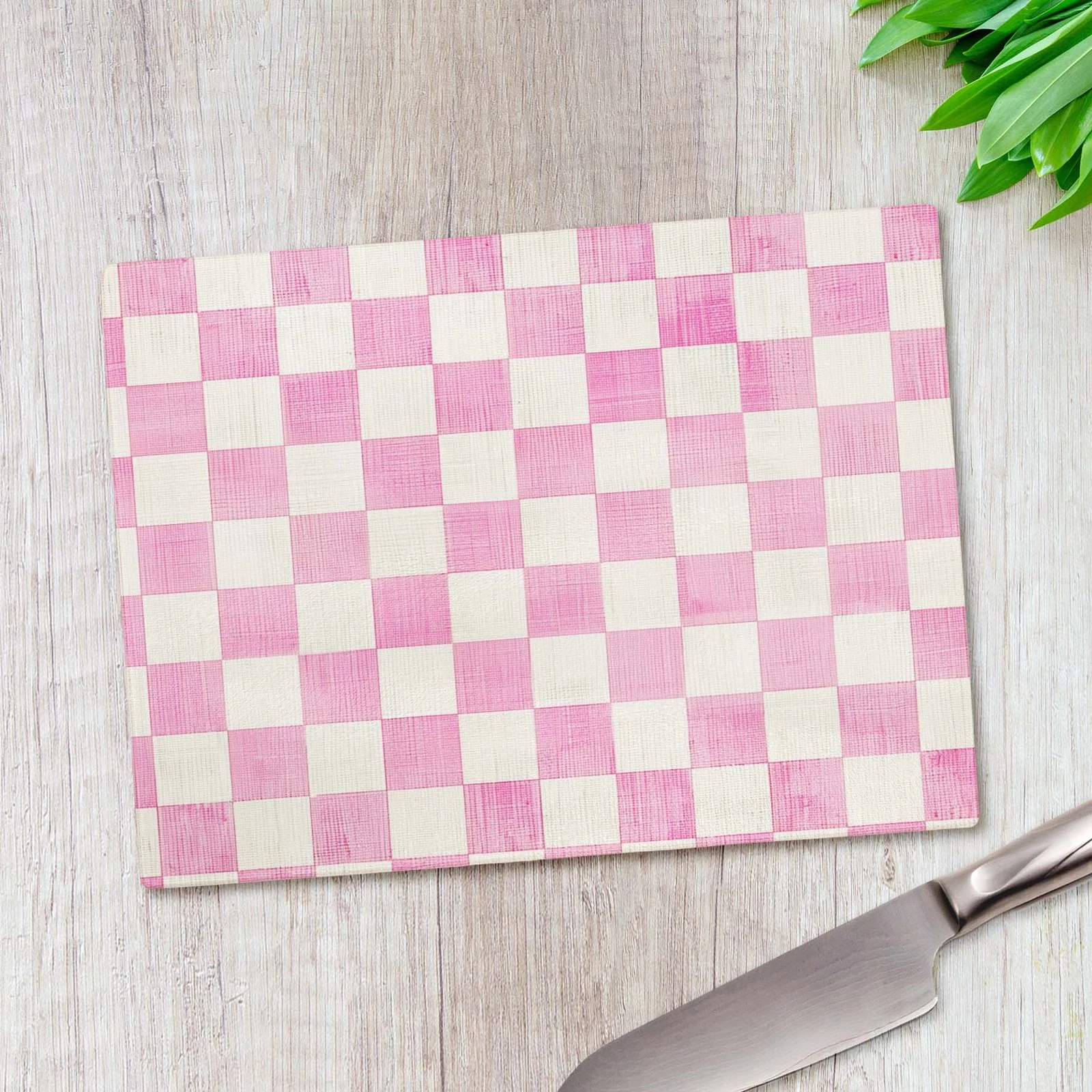 Light Pink Checked Houndstooth Glass Chopping Board Large Kitchen Worktop Saver
Opens in a new windo