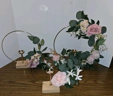 Ling's Moment Hoop Wreath Floral Centerpieces for Sweetheart Table, Blush Pink