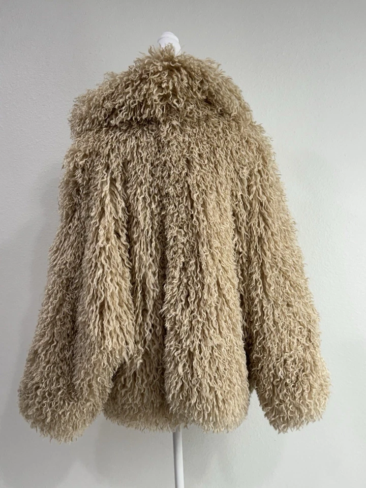 Free People Stargazer Ivory Faux Fur Oversized Jacket Curly Teddy Coat Sz S NWT - Image 2 of 4