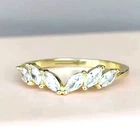 1.5CT Marquis Simulated Diamond Women's Wedding Band Ring 14K Yellow Gold Plated