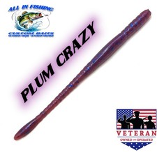 15ct  6” plum crazy Floating Finesse crawler Trick Worm bait worm