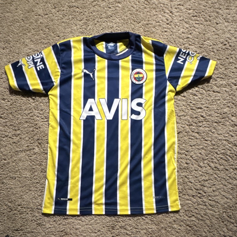 PUMA Fenerbahçe SK Soccer Jersey Striped Yellow Blue Official Size 164