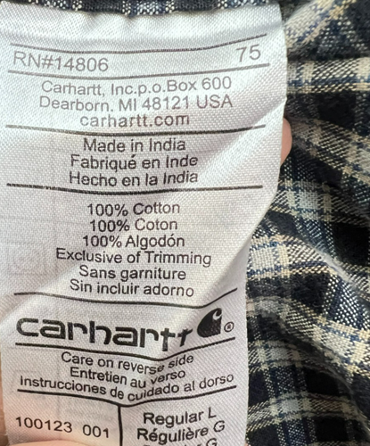 Carhartt Kariertes Button Down Hemd Herren Large Workwear Baumwolle Langarm - Bild 6 von 10