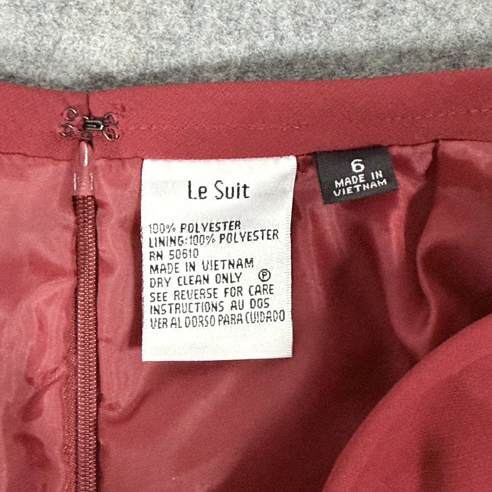 LE SUIT Ruffle Trim Career Pencil Skirt For Women's Size 6 (Waist 28") Deep Red - Image 3 of 4