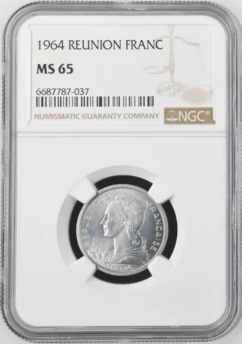Reunion 1 Franc 1964 NGC MS 65