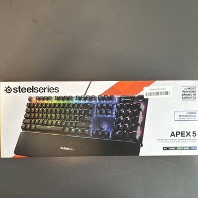 SteelSeries Apex 5 Wired Gaming Keyboard RGB Backlit Wrist Rest Black QWERTY