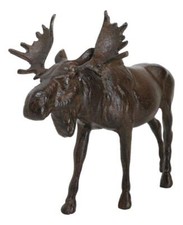 Estatuilla grande de hierro fundido emperador ciervo alce toro alce en acabado bronce 11,25" L