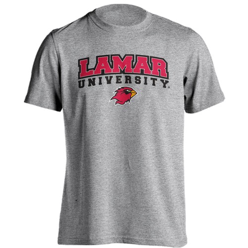 Lamar University Cardinals Arched Text With Logo Short Sleeve T-Shirt Tee - 第 12/15 張圖片
