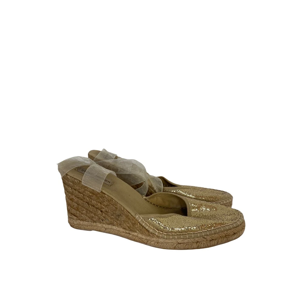 Alpargata Steve Madden Gold Boca Wedge para mujer talla 10M Foto 3 de 4