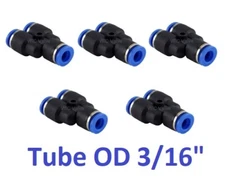Y Union Connector Tube OD 3/16" One Touch Pneumatic Push In Fitting 5 Pieces